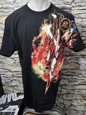 Metal Mulisha Men Medium NWT Black Tshirt with Red Orange and White Flames